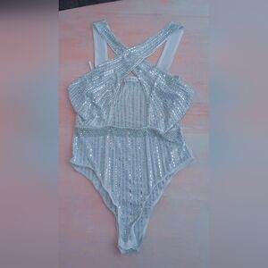 New 12th Tribe Sparkling Rhinestone Body Suit Bride Birthday Party